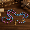 Christianartworkshop PRAYERFUL FAITH: Divine Harmony Handmade Floral Rosary of 8mm Blue&Purple