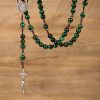 Christianartworkshop St. Benedict Medal & Crucifix of 8mm Green Tiger's Eye Rosary—Discover Tranquility and Spiritual Strength