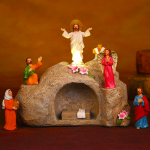 Resurrection Scene with Jesus, Angels, and Disciples - Illuminated Easter Ornament