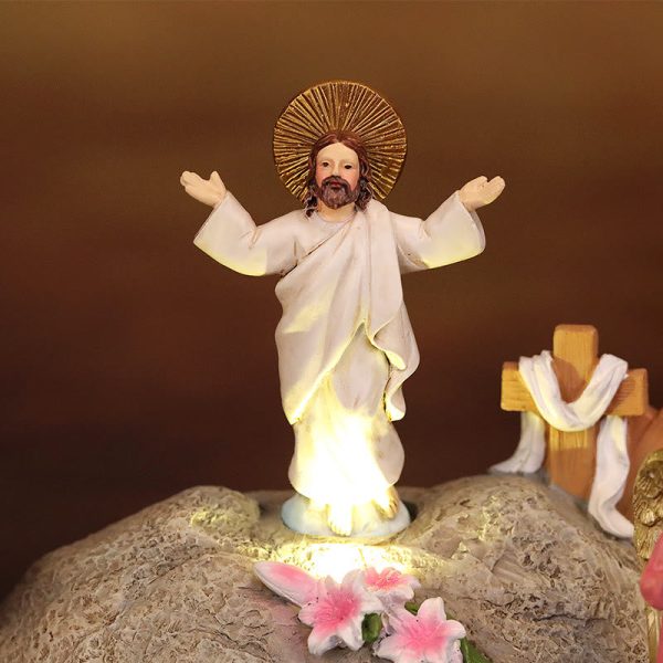 Christianartworkshop Resurrection Scene with Jesus, Angels, and Disciples - Illuminated Easter Nativity Ornament