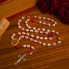 St. Therese Medal & Crucifix of 8mm Rose & Ivory Floral Elegance Rosary—Embrace the Grace and Beauty of Faith