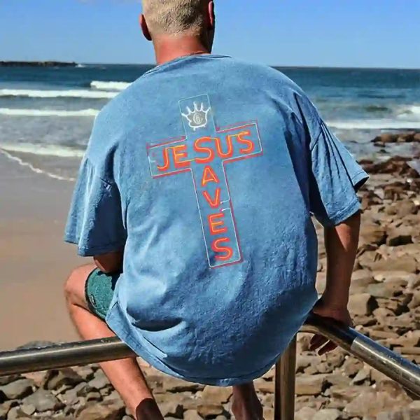 Christianartworkshop Jesus Saves Cross Graphic T-Shirt