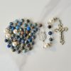Christianartworkshop Miraculous Medal & Crucifix of 8mm Deep Blue Imperial Stone Handmade Rosary for Daily Pray