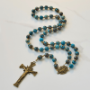 Jesus Is The Gift: Blue Pattern Beads Handmade Rosary of Authentic Larimar Stone