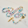 Christianartworkshop PRAYERFUL FAITH: Celestial Grace Floral Handmade Rosary of 8mm Blue&Purple