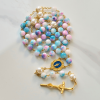 Christianartworkshop Celestial Grace Floral Handmade Rosary Miraculous Medal & Crucifix of 8mm Blue&Purple: Find Peace and Divine Connection