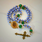 Divine Serenity Handmade Floral Rosary: Our Lady of Guadalupe & Crucifix of 8mm Ceramics&Jade
