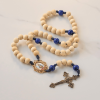 Christianartworkshop PRAYERFUL FAITH: 10mm Handmade Wooden Beads Lapis Lazuli Beads Rosary
