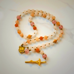 Our Lady & Crucifix of 8mm Handmade Pink Aventurine & Strawberry Quartz Rosary