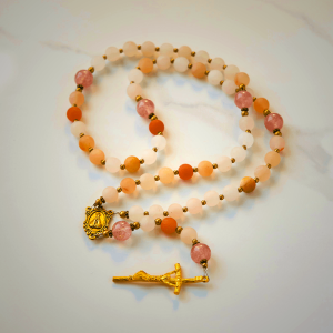Our Lady & Crucifix of 8mm Handmade Pink Aventurine & Strawberry Quartz Rosary