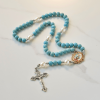 Our Lady & Crucifix of 8mm Sparkling Glass Sand Bead Handmade Rosary