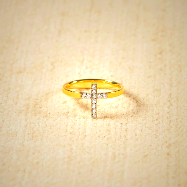 925 Silver Cross & "Trust God" Ring - Symbol of Faith and Hope