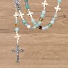 Christianartworkshop Serenity in Prayer Rosary: Handmade Peace and Devotion with 8mm Sky-blue Pattern Agate Beads