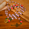 Handmade Floral Crystal Rosary: Light Pink Beads Blossom of Grace Elegance and Devotion