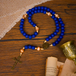 Handmade Blue Wooden Rosary: Ocean of Faith Simplicity and Sacredness 10mm Beads