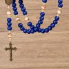 Christianartworkshop Handmade Blue Wooden Rosary: Ocean of Faith Simplicity and Sacredness 10mm Beads