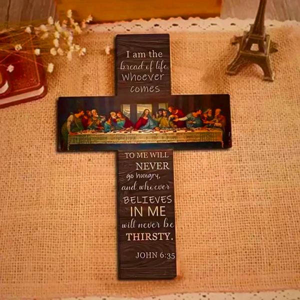 Christian Art "The Last Supper" Wooden Cross Ornament for Home Decor