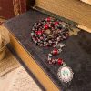 Holy Gail & Miraculous Medal of 8mm Black-red Glass Round Beads Rosary