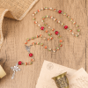 Jesus Heart & Marry Medal of 8mm Orange-green Glass Round Beads Rosary