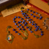 Handmade Rosary with Lapis Beads and Floral Medallion – A Divine Reflection of Family and Faith
