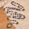 Christianartworkshop Handmade Rosary with Lapis Beads and Floral Medallion – A Divine Reflection of Family and Faith