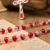 Virgin Marry & Crucifix of 8mm Red Glass Round Beads Rosary
