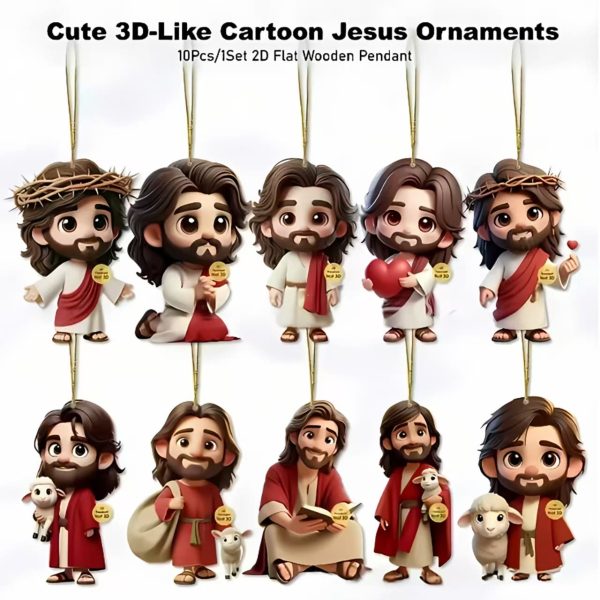 Christianartworkshop Cartoon Jesus Wooden Ornaments