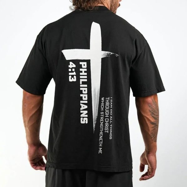 Christianartworkshop Philippians 4:13 Strength Cross T-Shirt