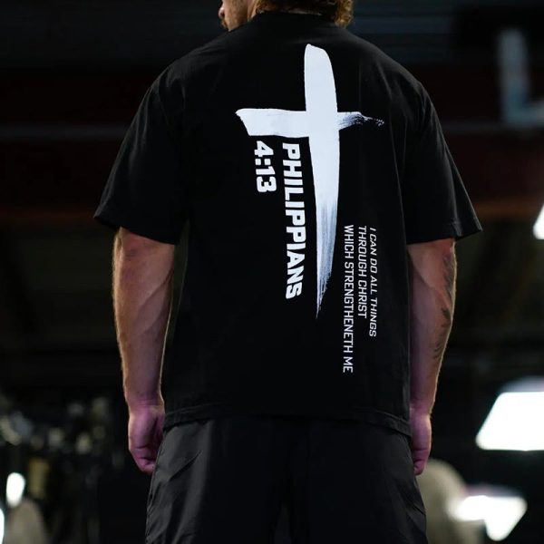 Christianartworkshop Philippians 4:13 Strength Cross T-Shirt