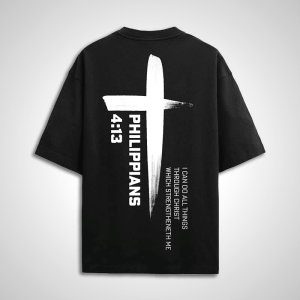 Philippians 4:13 Strength Cross T-Shirt - Christian Artwork