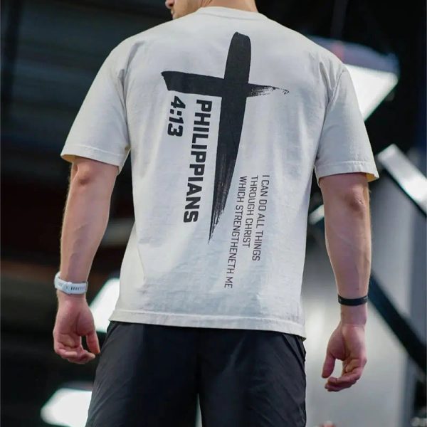 Christianartworkshop Philippians 4:13 Strength Cross T-Shirt