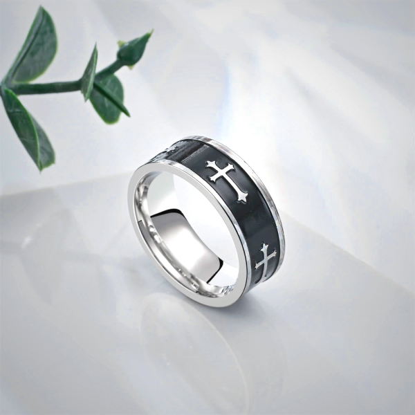 Modern Minimalist Cross Ring - Christian Artworkshop