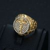 Christianartworkshop Adorn Your Faith: The Divine Golden Pattern Gemstones Crucifix Ring