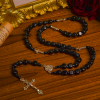 St. Benedict Medal & Crucifix of 8mm Black Wood Round Beads Rosary