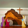 He is Risen Cross and Angels Wooden Easter Desktop Ornament