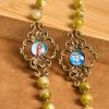 Holy Spirit & Crucifix of Special Vintage Metal Decade 8mm Yellow Green Beads Rosary