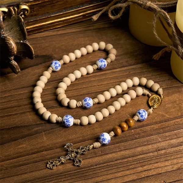 PRAYERFUL FAITH: Handmade Wooden Ceramics Beads Miraculous Medal Rosary