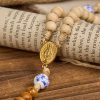 Christianartworkshop Handmade Wooden Ceramics Beads Miraculous Medal & Crucifix Rosary
