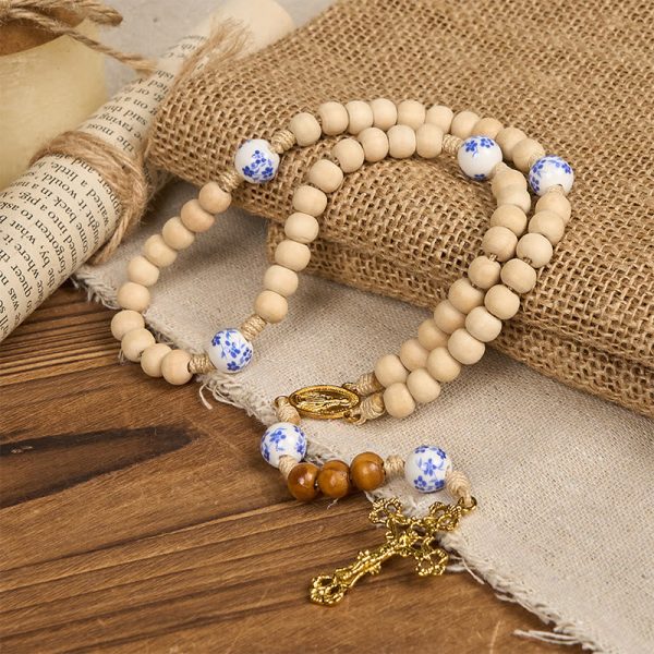 PRAYERFUL FAITH: Handmade Wooden Ceramics Beads Miraculous Medal Rosary