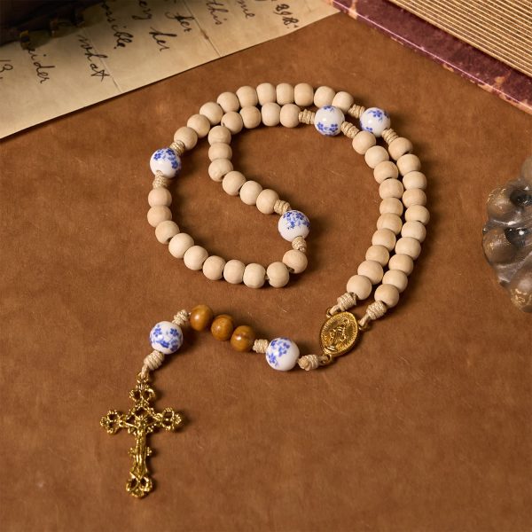 PRAYERFUL FAITH: Handmade Wooden Ceramics Beads Miraculous Medal Rosary