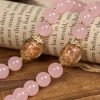 Christianartworkshop Handmade Pink Chalcedony & Porcelain Golden Sand Our Father Beads Prayer Rosary