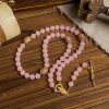 Christianartworkshop Handmade Pink Chalcedony & Porcelain Golden Sand Our Father Beads Prayer Rosary