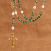 Christianartworkshop Handmade Emerald Green Crystal & Pearl Our Father Beads Divine Grace Rosary
