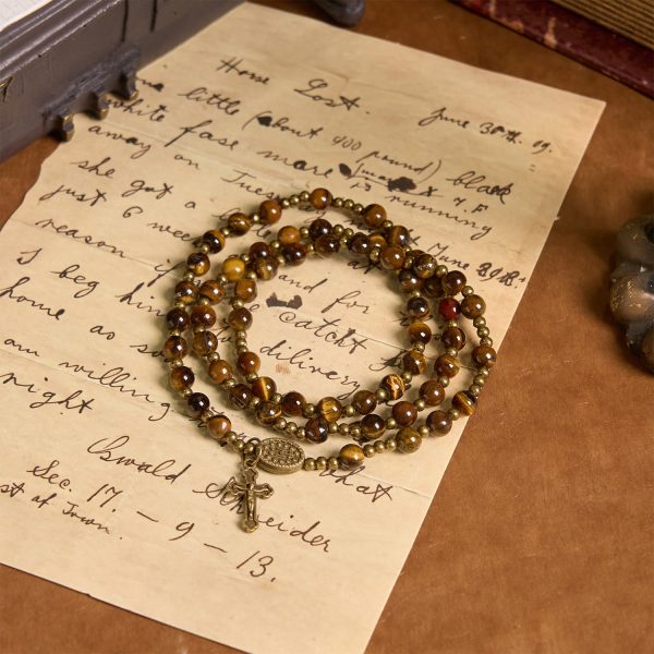 Christianartworkshop Handmade Tiger's Eye Stone Elastic Rosary Bracelet: A Dual - Purpose Spiritual Gem