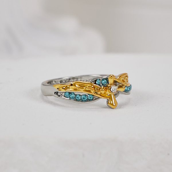 Christianartworkshop Two-color Heart with Christian Poem Footprints in the Sand Alloy Ring