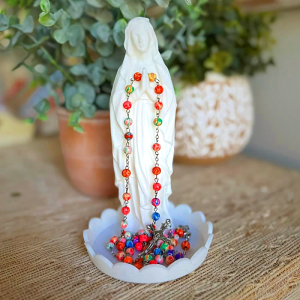 Our Lady Resin Rosary Holder Container: Supporting Holy Objects and Placing the Soul