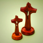 Wooden Sacred Cross Desktop Ornament - Christian Artwork