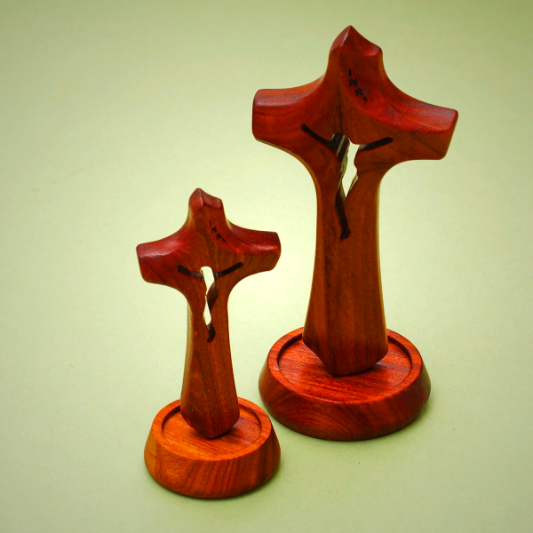 Wooden Sacred Cross Desktop Ornament - Christian Artwork