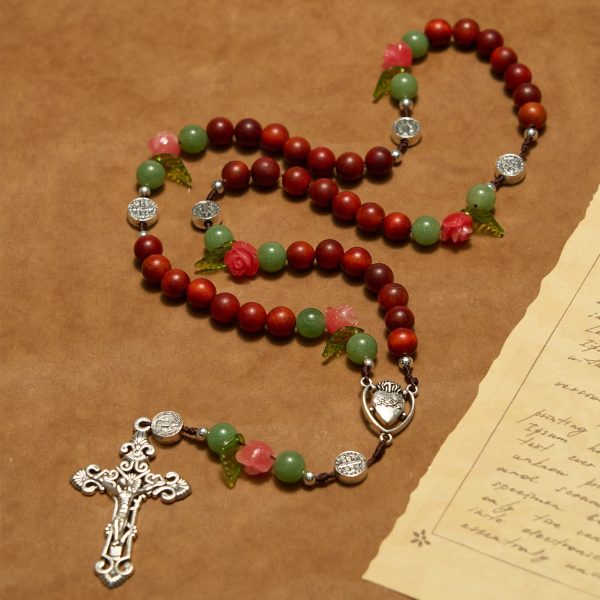 Christianartworkshop Handmade Rosary with Blood Dragon Wood Beads and Crucifix – A Symbol of Spiritual Bond and Devotion