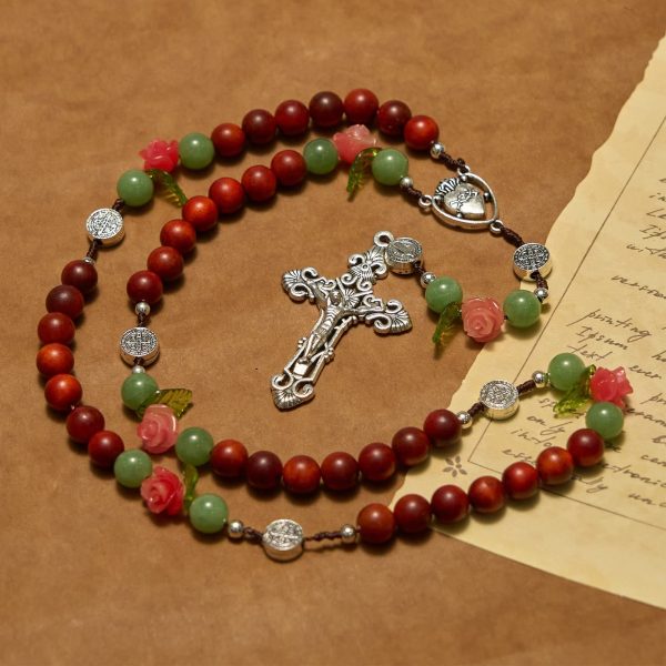 Christianartworkshop Handmade Rosary with Blood Dragon Wood Beads and Crucifix – A Symbol of Spiritual Bond and Devotion